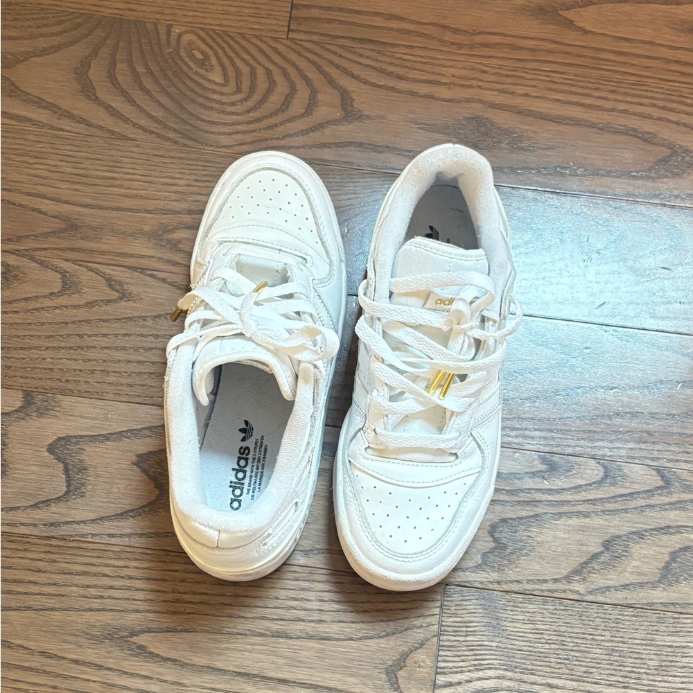 Adidas White and Gold Sneakers